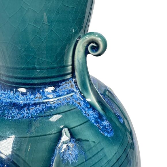 Russel Spillmann Pottery Fine Porcelain Ceramic Vase 13" Glossy Glaze Blue Swirl - Picture 6 of 12